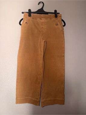 SPANX Cropped Wide Leg Twill Pants Camel Tan High Rise Shaping Size Medium